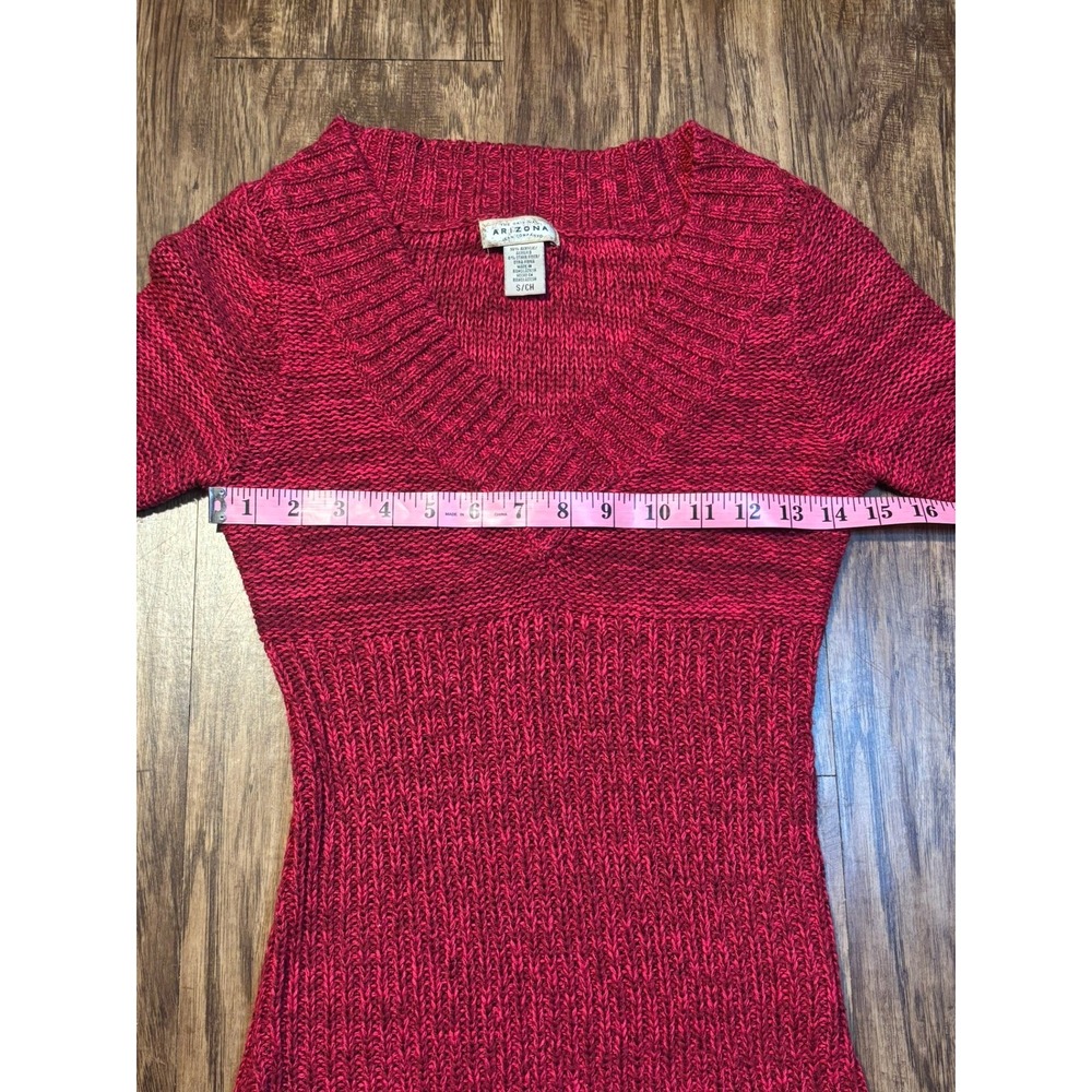 y2k long length Pink Marled Knit V-Neck Sweater Sz S layering retro academia 90s - Picture 6 of 6